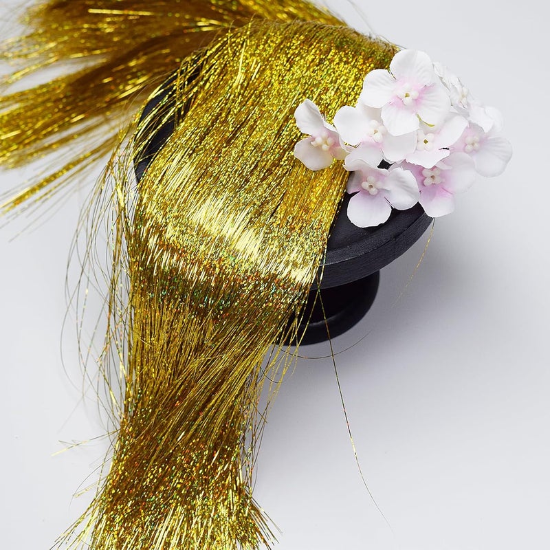 AOODOOM Tinsel Icicles 2000 Strands Metallic Laser Gold Tinsel Christmas Tree Streamer Party Decoration 19.7 Inch Tinsel for Christmas Tree Icicles Indoor Outdoor Xmas New Year Disco Birthday Party Supplies - Image 2